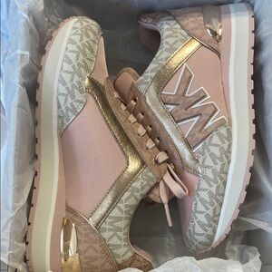 Stylish Pink and Gold Michael Kors Sneakers